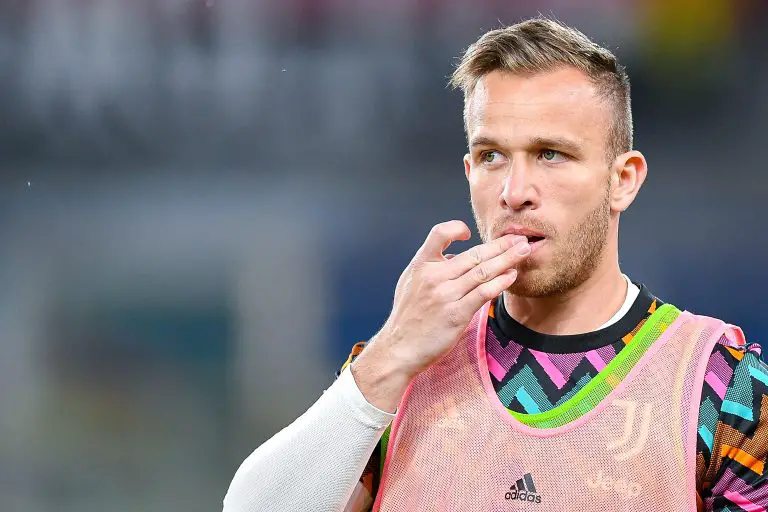 Arthur Melo of Juventus looks on during his warm-up session. (Photo by Getty Images)