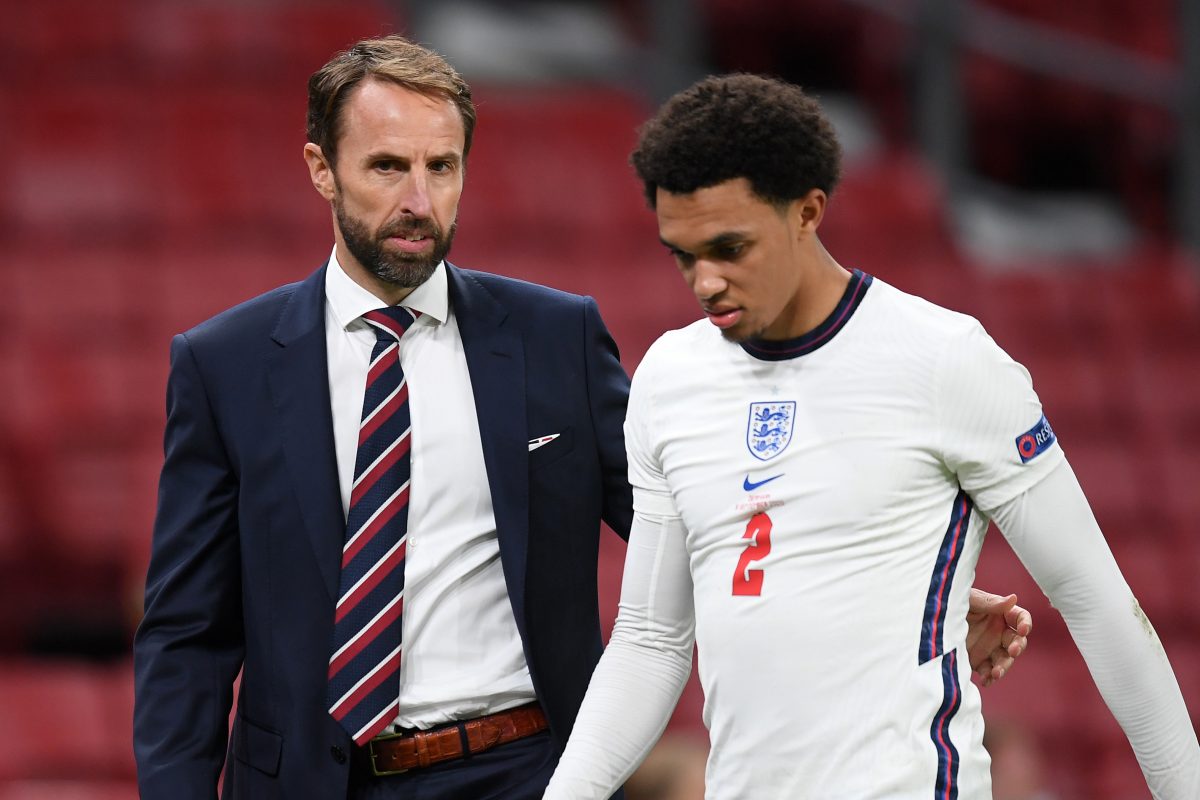 Gareth Southgate with Liverpool and England right-back, Trent Alexander-Arnold.