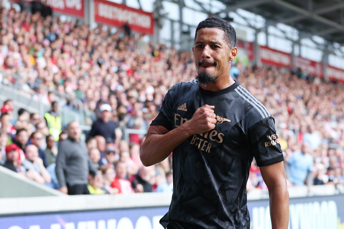 William Saliba in action for Arsenal during their 3-0 win against Brentford.
