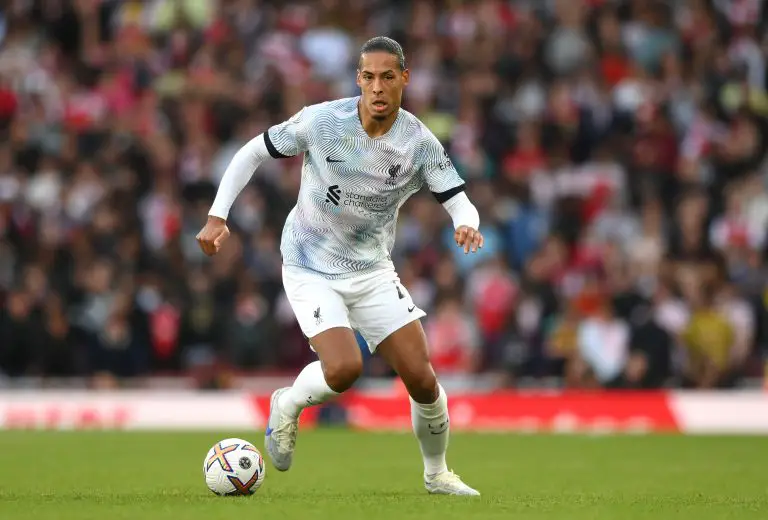 Virgil van Dijk in action for Liverpool against Arsenal.