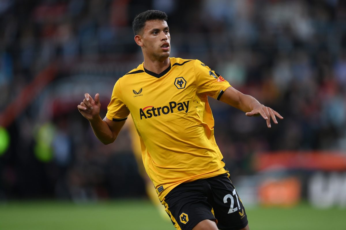 Matheus Nunes of Wolverhampton Wanderers in action against AFC Bournemouth in the Premier League.