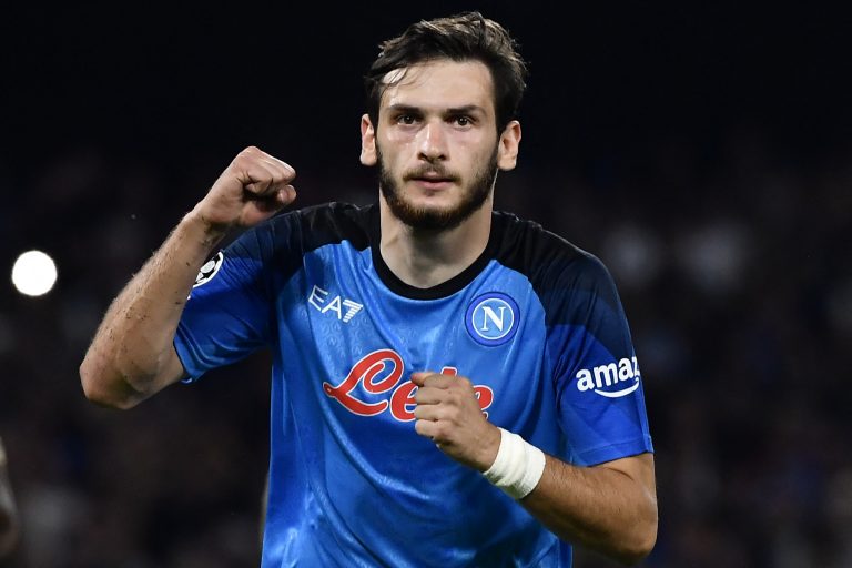 Liverpool could strike a record deal to sign Napoli star Khvicha Kvaratskhelia .