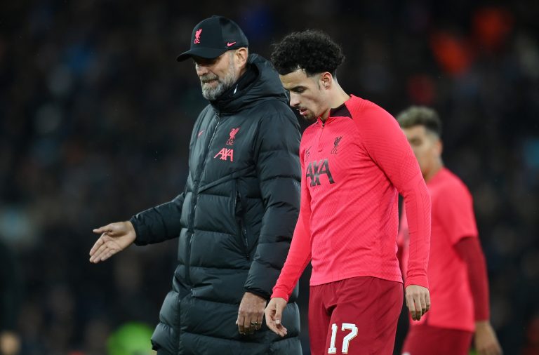 Jurgen Klopp with Curtis Jones before Liverpool's UEFA Champions League clash against Napoli at Anfield in November 2022.