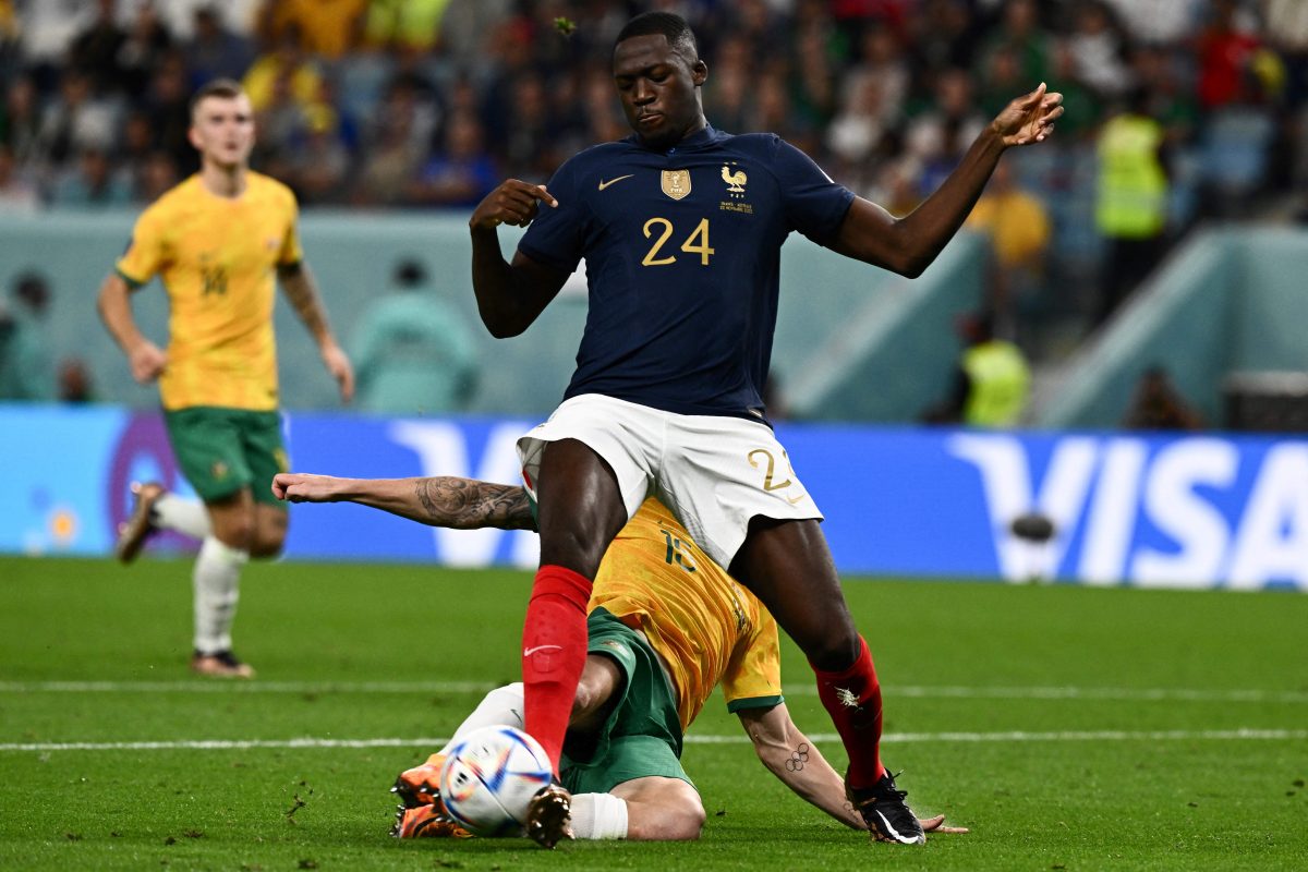 Liverpool's Ibrahima Konate in action for France against Australia in the World Cup.