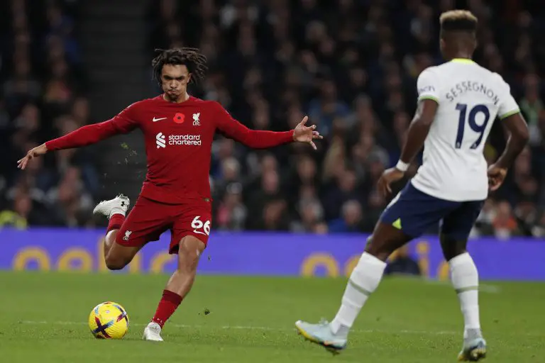 Trent Alexander-Arnold in action vs Tottenham.