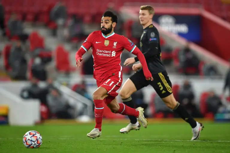 Perr Schuurs in action against Liverpool in the UEFA Champions League.