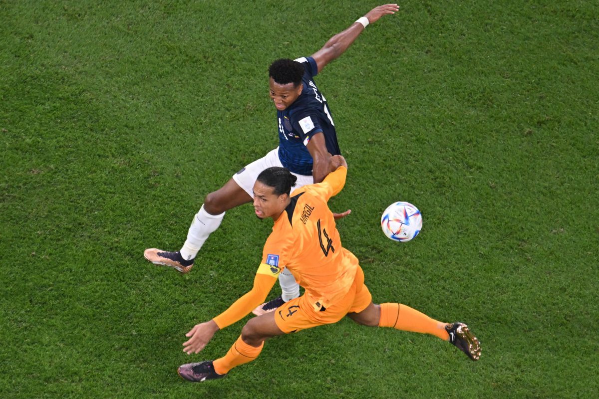 Liverpool's Virgil van Dijk in action for the Netherlands against Ecuador in the 2022 FIFA World Cup.