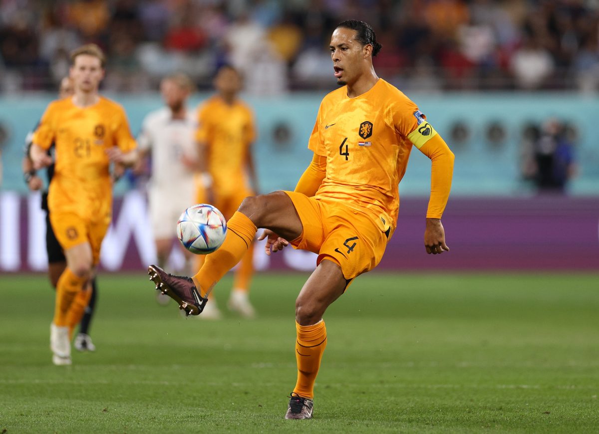 Virgil Van Dijk of Netherlands in action during the FIFA World Cup Qatar 2022 Round of 16 match.