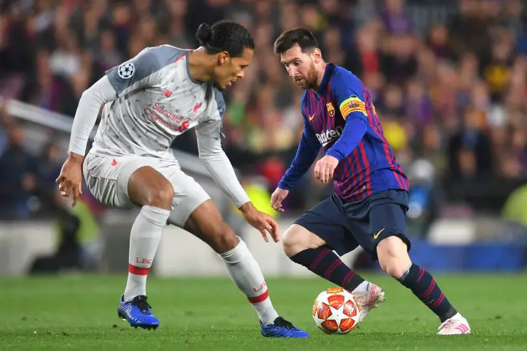 Virgil van Dijk of Liverpool and Lionel Messi of Barcelona.