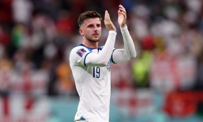 Mason Mount of England applauds fans after the 3-0 win during the FIFA World Cup Qatar 2022 Round of 16 match between England and Senegal at Al Bayt Stadium on December 04, 2022 in Al Khor, Qatar