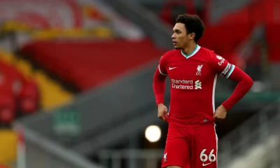 Trent ALexander-Arnold wearing the captain's armband.