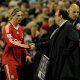 Liverpool Manager Rafael Benitez congratulates Fernando Torres.