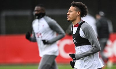 Liverpool's English defender Rhys Williams takes part in a training session.