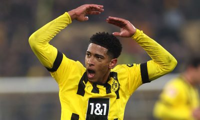 Jude Bellingham of Borussia Dortmund celebrates.