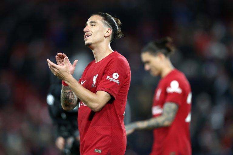 Kostas Tsimikas of Liverpool applauds the fans.