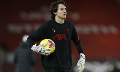 Marcelo Pitaluga of Liverpool warms up.