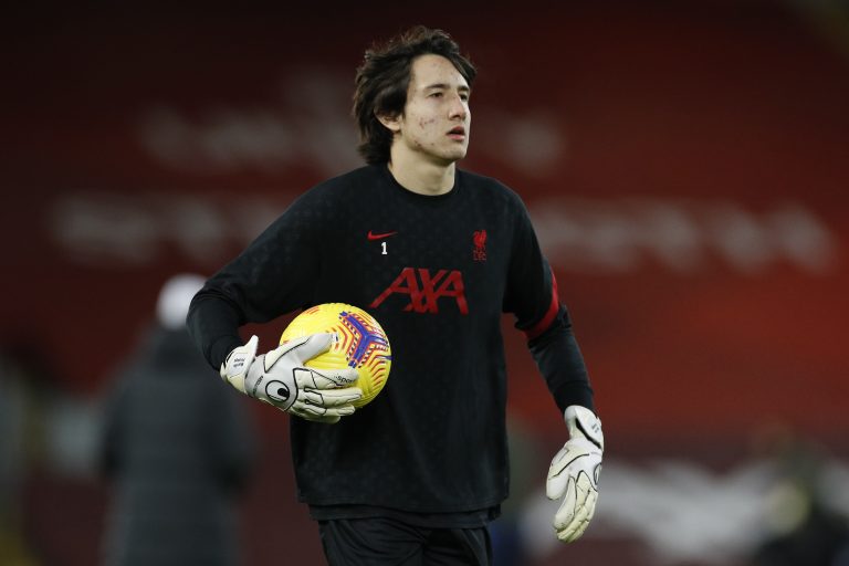 Marcelo Pitaluga of Liverpool warms up.