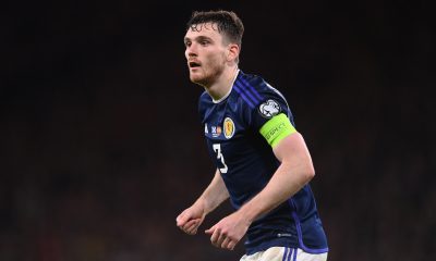 Scotland captain Andrew Robertson in action.