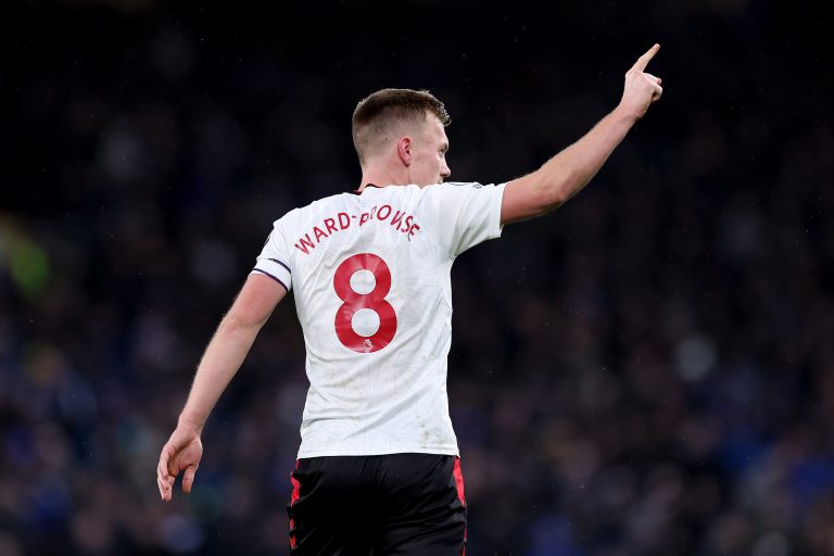 James Ward-Prowse of Southampton celebrates after scoring a goal.