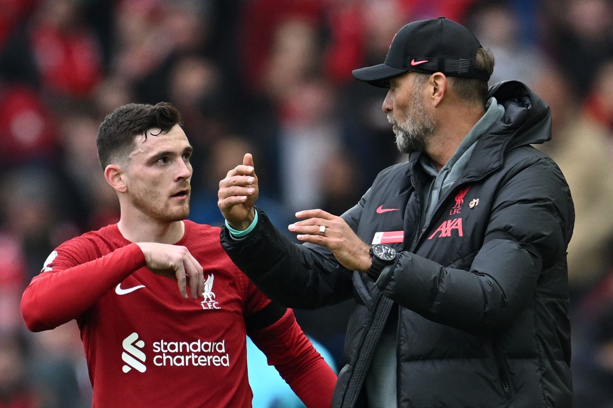 Liverpool manager Jurgen Klopp provides injury update on defender Andy Robertson. (Photo by PAUL ELLIS/AFP via Getty Images)