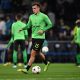 Sporting Lisbon's Uruguayan midfielder Manuel Ugarte warms up.