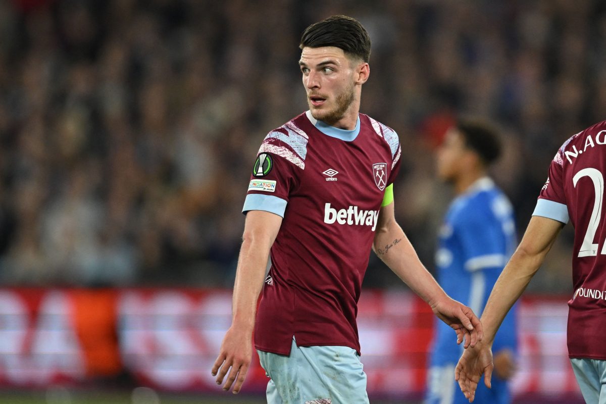 West Ham United's Declan Rice could be the midfield destroyer we need to shield our centre-backs more effectively. (Photo by JUSTIN TALLIS/AFP via Getty Images)