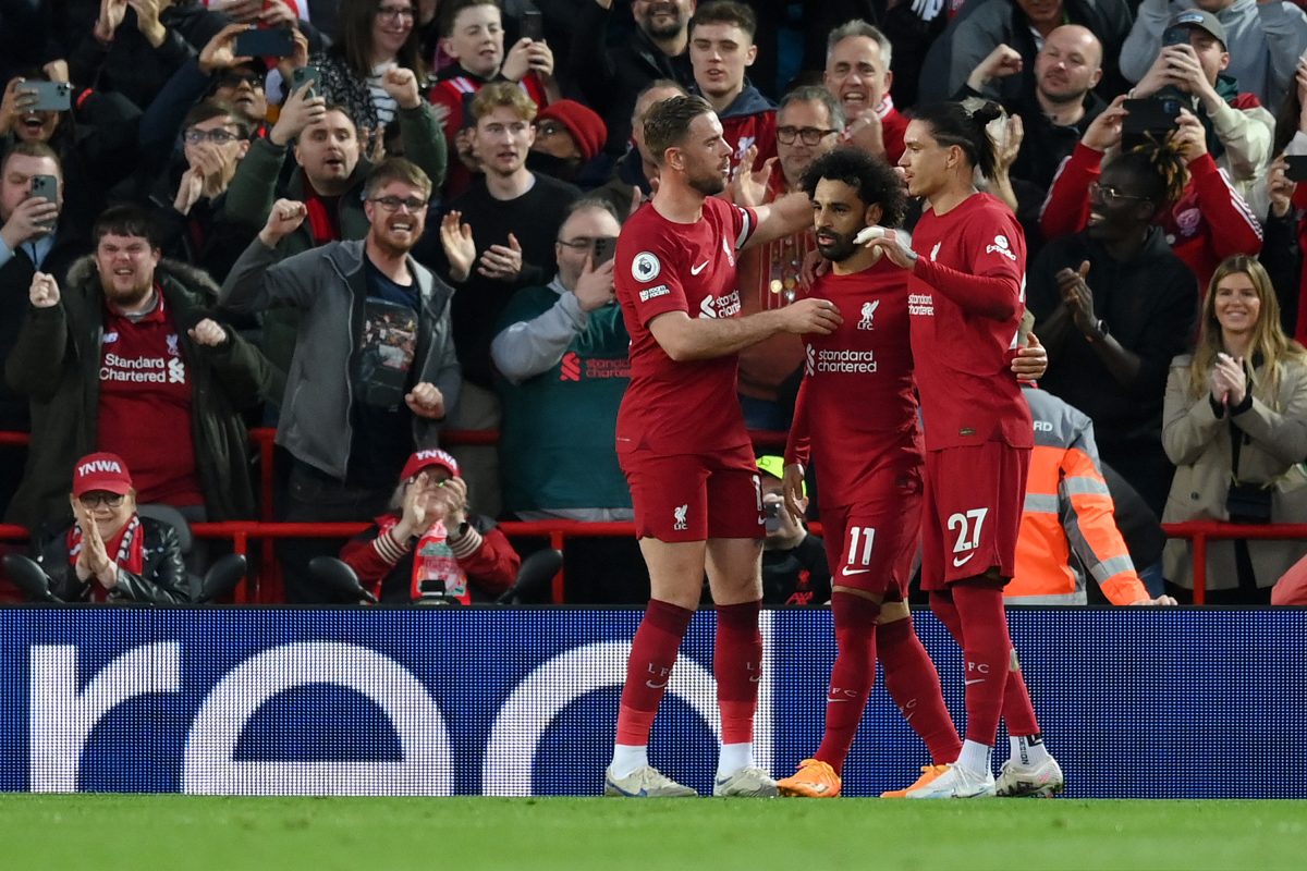 Jordan Henderson (L) admits that Liverpool do not have a chance to finish in the top four despite beating Fulham and making it five wins in a row. 