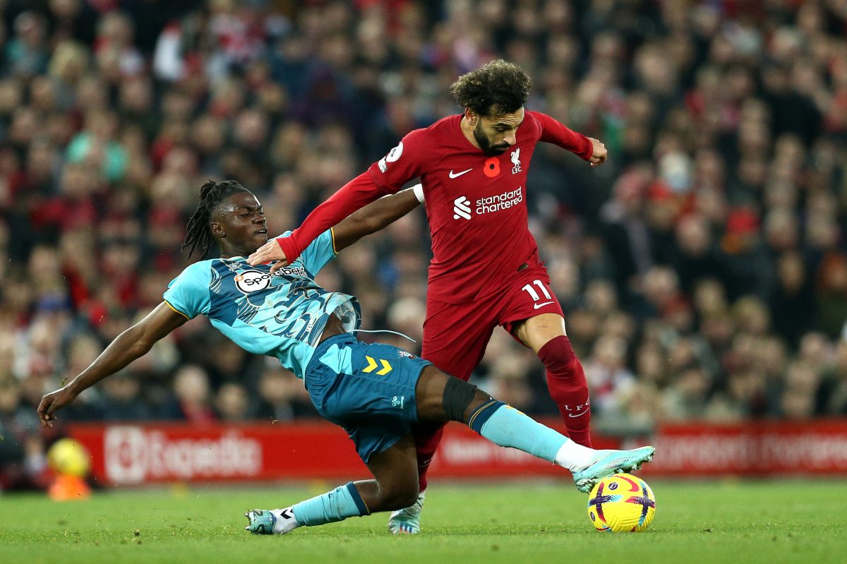 Liverpool transfer target Romeo Lavia in action against the Reds.