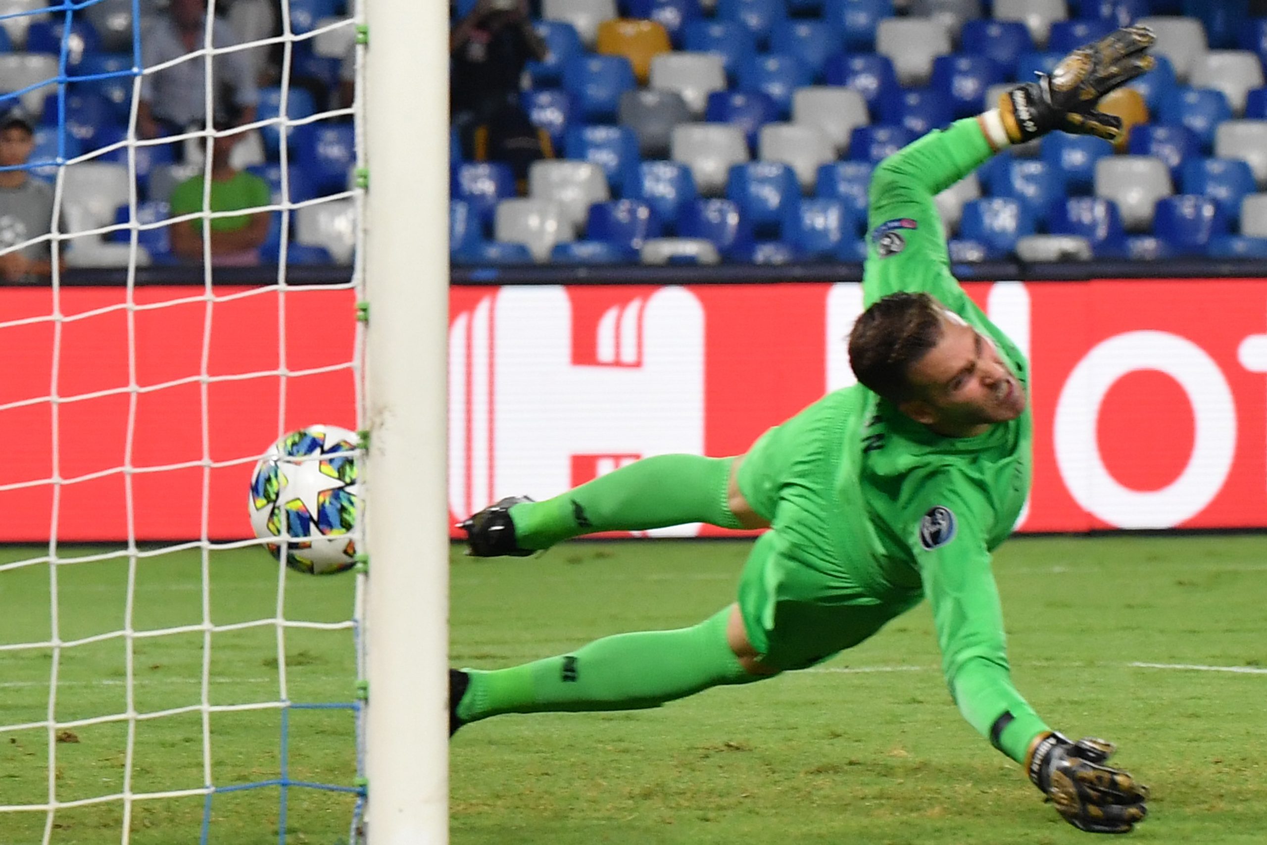 Liverpool's Spanish goalkeeper Adrian against Napoli - September 2019.