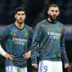 Marco Asensio and Karim Benzema of Real Madrid.