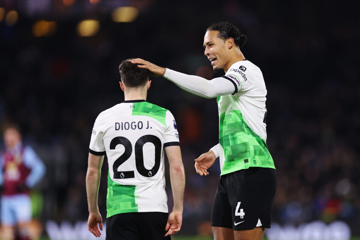 Robbie Mustoe insists that Liverpool should restore Diogo Jota to their strongest starting XI.  (Photo by Lewis Storey/Getty Images)