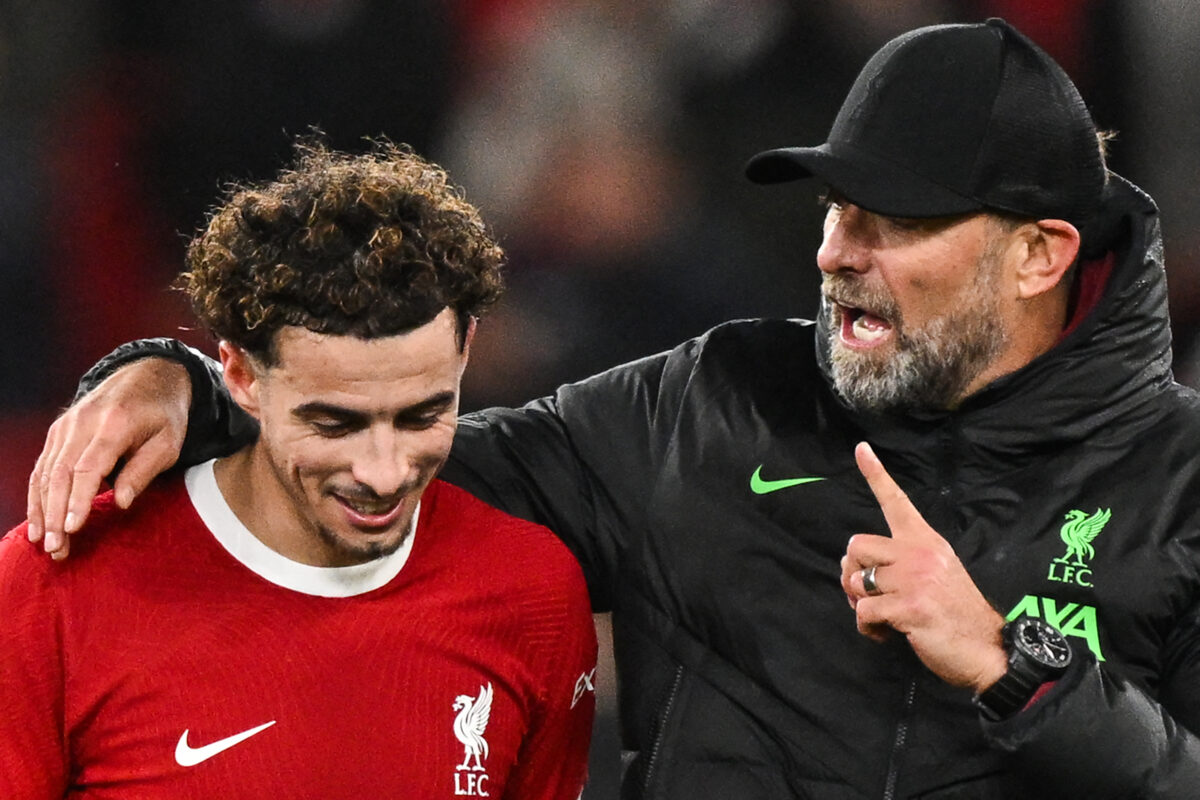 Liverpool manager Jurgen Klopp praises Curtis Jones after his dominating performance against Newcastle United at Anfield. (Photo by OLI SCARFF/AFP via Getty Images)