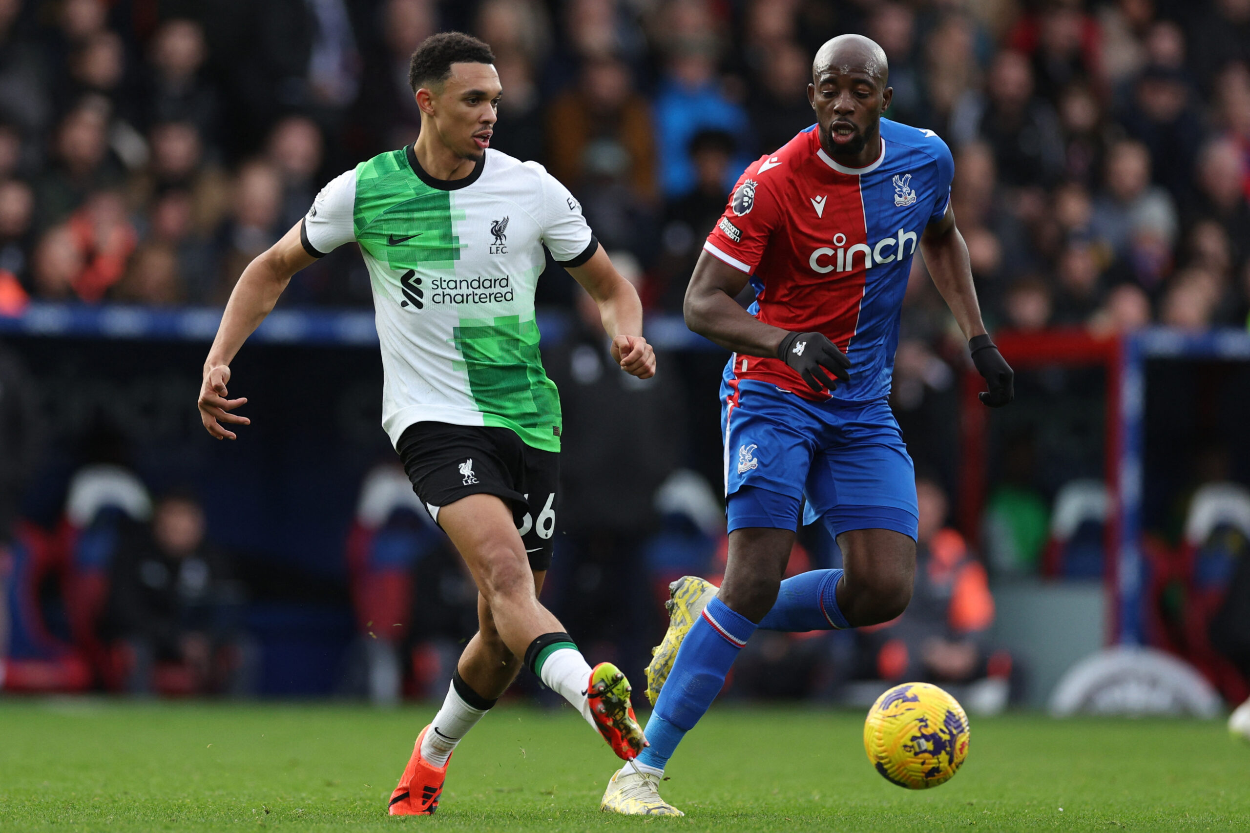 Trent Alexander-Arnold reinforces mentality ahead of Manchester United clash (Photo by Adrian DENNIS / AFP) / RESTRICTED TO EDITORIAL USE. No use with unauthorized audio, video, data, fixture lists, club/league logos or 'live' services. Online in-match use limited to 120 images. An additional 40 images may be used in extra time. No video emulation. Social media in-match use limited to 120 images. An additional 40 images may be used in extra time. No use in betting publications, games or single club/league/player publications. / (Photo by ADRIAN DENNIS/AFP via Getty Images)