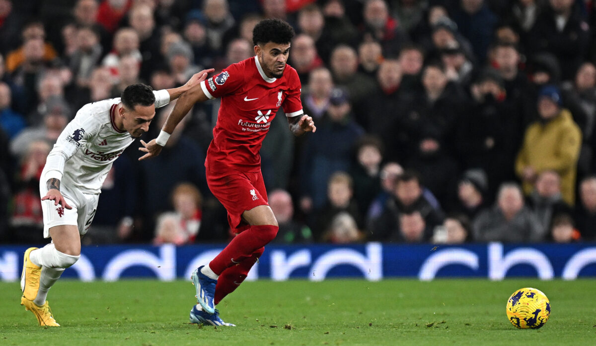Times reporter Paul Joyce expects Liverpool forward Darwin Nunez to start over Luis Diaz on the left flank. (Photo by PAUL ELLIS/AFP via Getty Images)