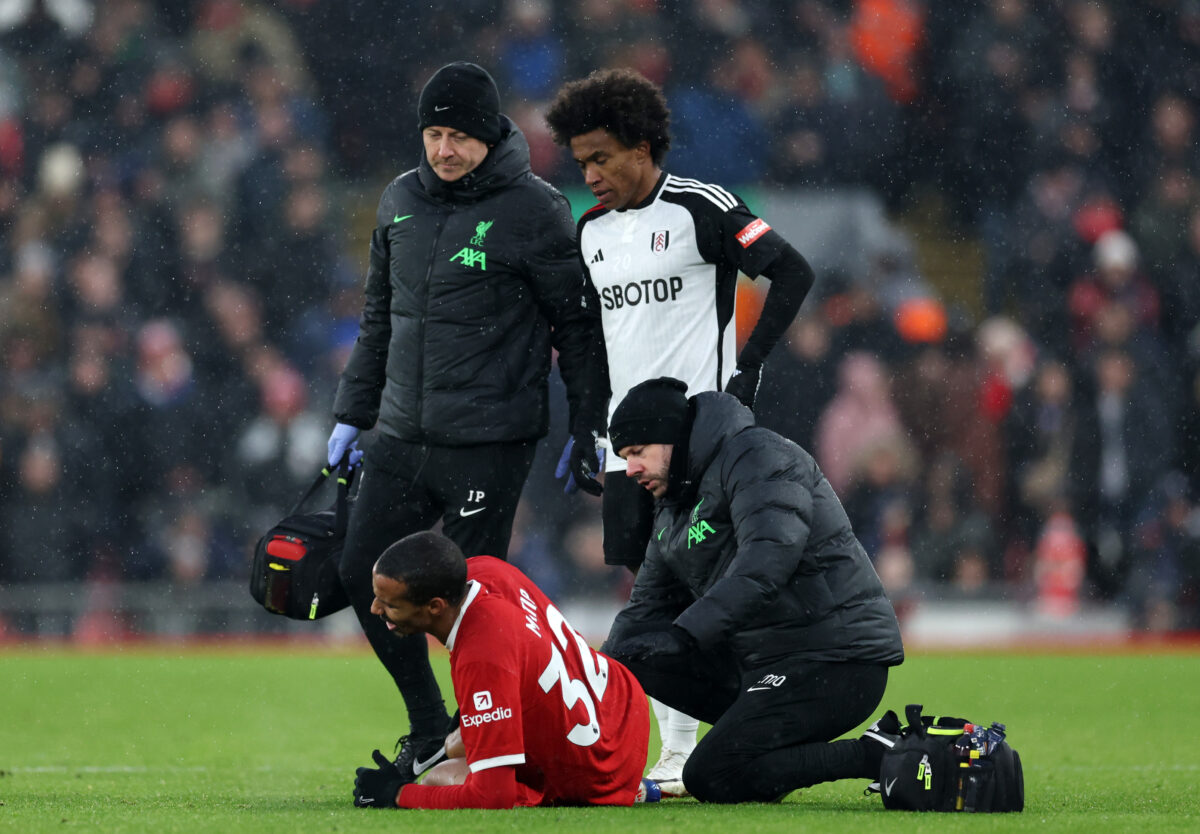 Liverpool defender Joel Matip suffered a season-ending injury against Fulham. (Photo by Clive Brunskill/Getty Images)