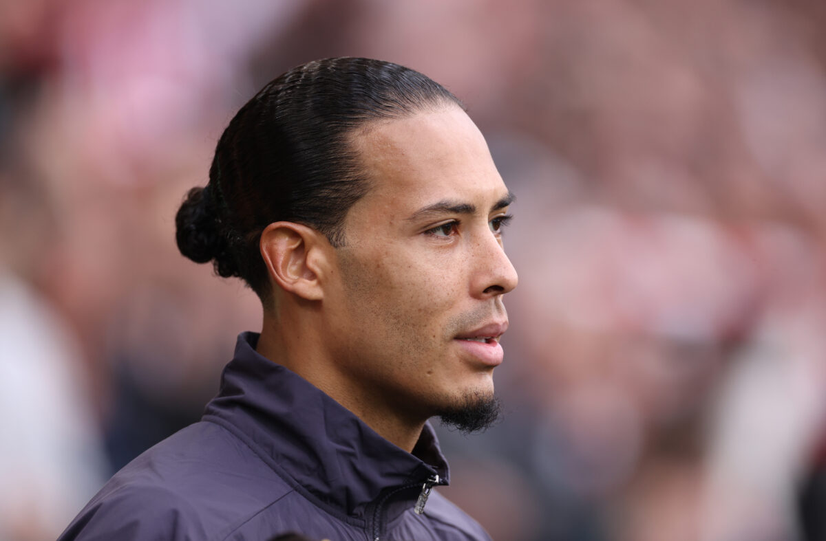 BRENTFORD, ENGLAND - FEBRUARY 17: Virgil van Dijk of Liverpool looks on during the Premier League match between Brentford FC and Liverpool FC at Gtech Community Stadium on February 17, 2024 in Brentford, England. (Photo by Ryan Pierse/Getty Images)