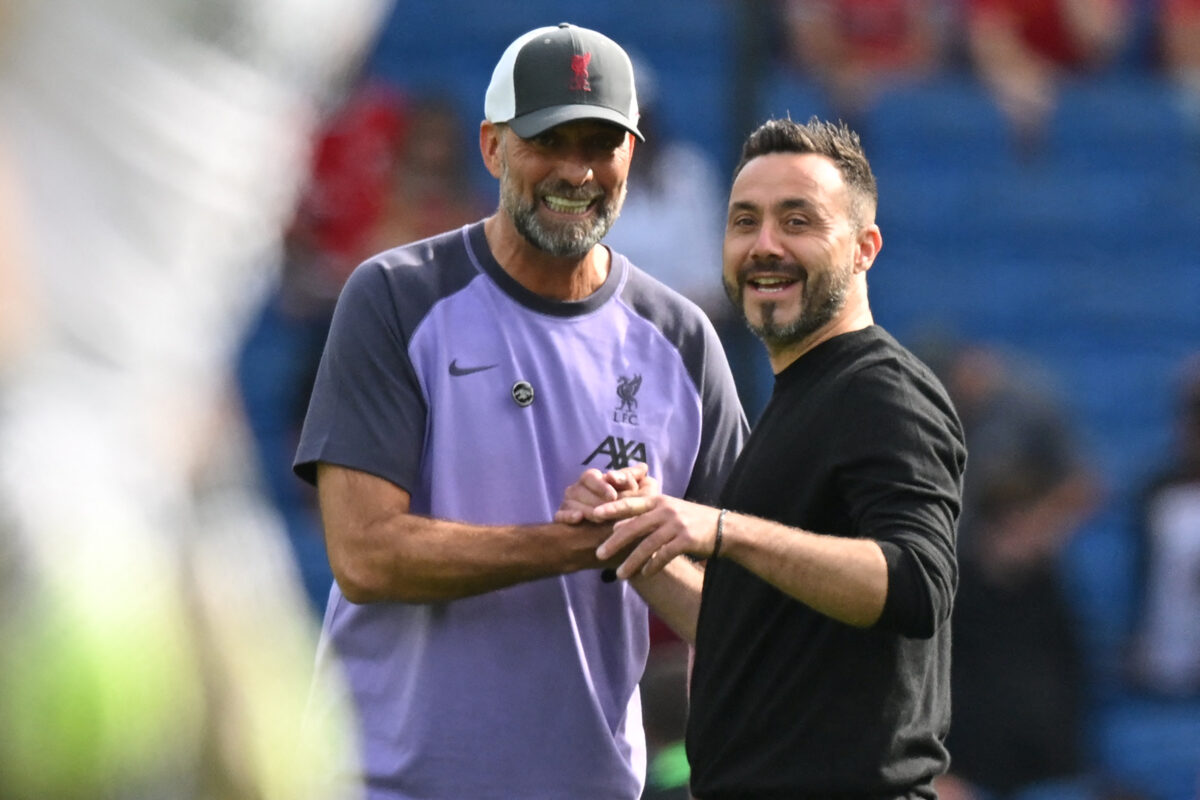 Roberto De Zerbi has been linked with a move to replace Klopp at Liverpool. (Photo by GLYN KIRK/AFP via Getty Images)