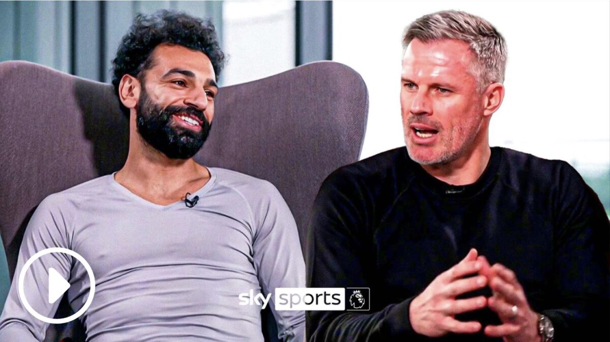 Liverpool legend Jamie Carragher took an exclusive interview with star forward Mohamed Salah (Credit: Sky Sports)
