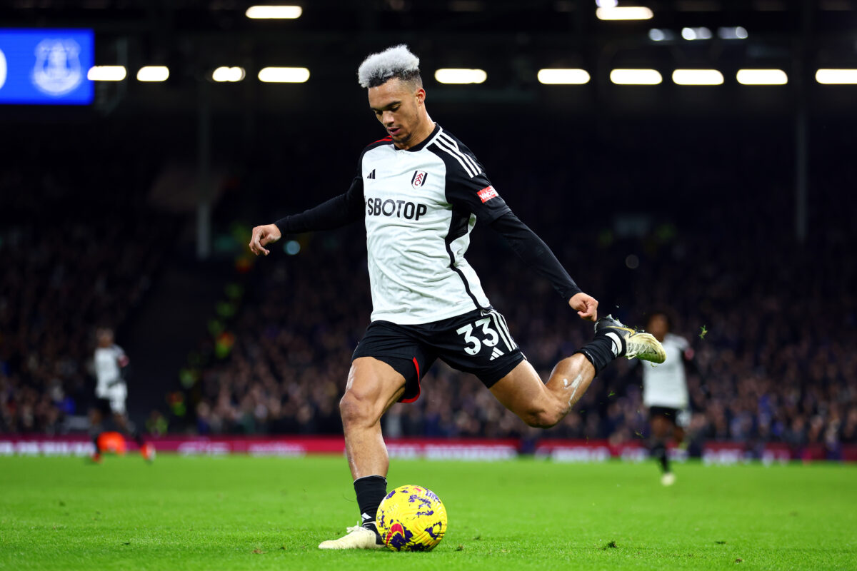 LONDON, ENGLAND - JANUARY 30: Antonee Robinson of Fulham in action during the Premier League match between Fulham FC and Everton FC at Craven Cottage on January 30, 2024 in London, England. (Photo by Bryn Lennon/Getty Images)