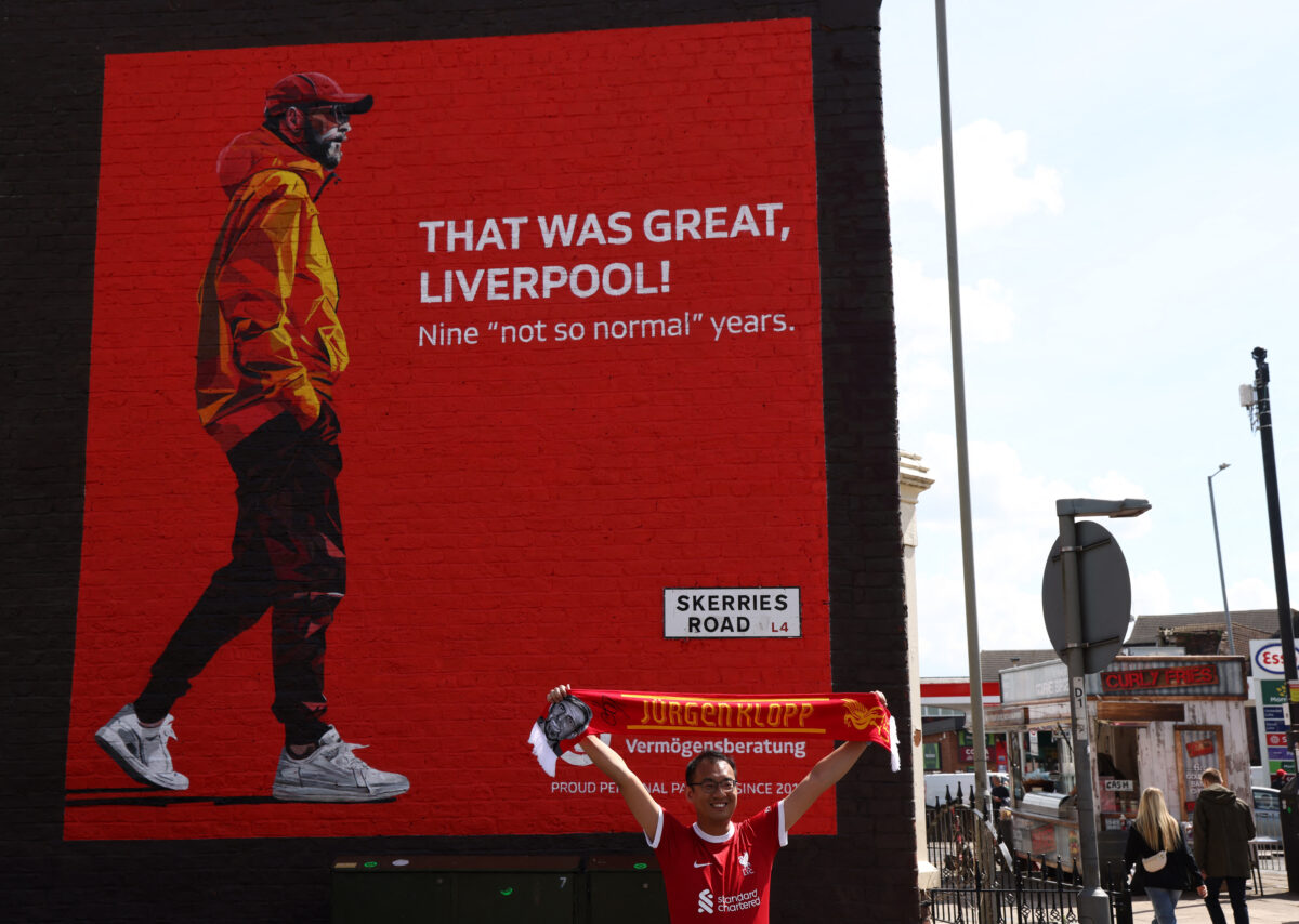 A piece of street artwork depicting outgoing Liverpool boss Jurgen Klopp.