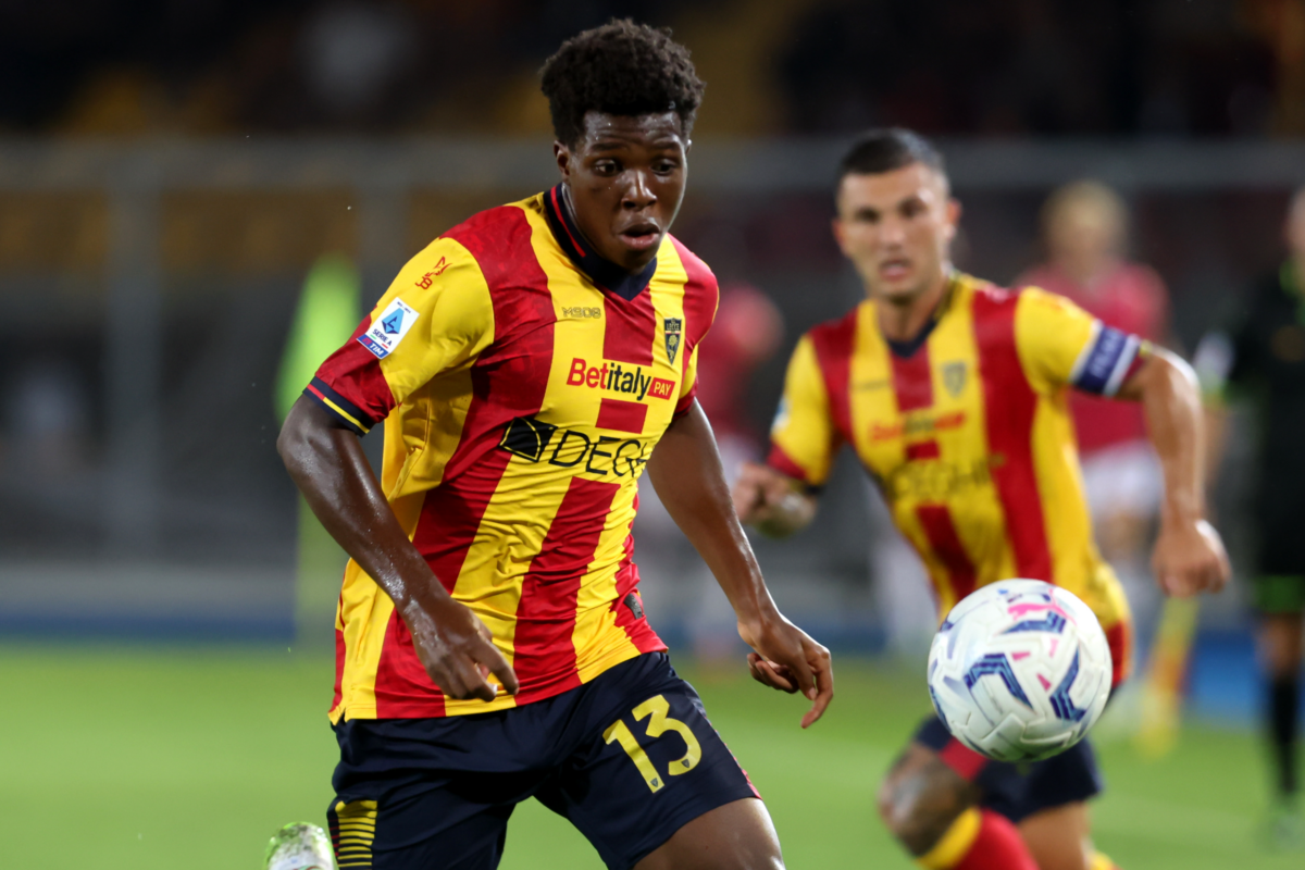 Patrick Dorgu in action during US Lecce and Genoa CFC (Photo by Maurizio Lagana/Getty Images)