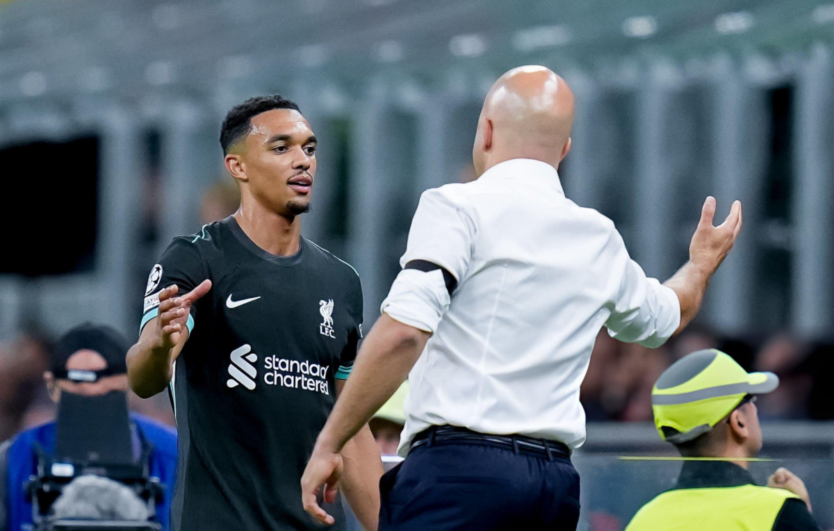 Liverpool vice-skipper Trent Alexander-Arnold and Arne Slot.