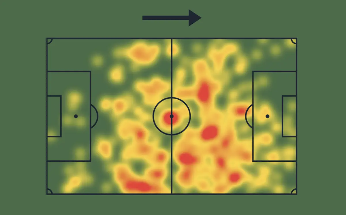 The heatmap of Liverpool star Dominik Szoboszlai in the Premier League season 2024-25 so far (23-10-2024). (Credit: SofaScore)