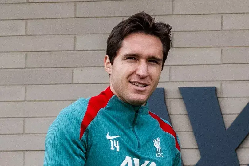 Liverpool star Federico Chiesa is undergoing a special training programme to return to full-match fitness. (Image: Nikki Dyer - LFC/Liverpool FC via Getty Images)