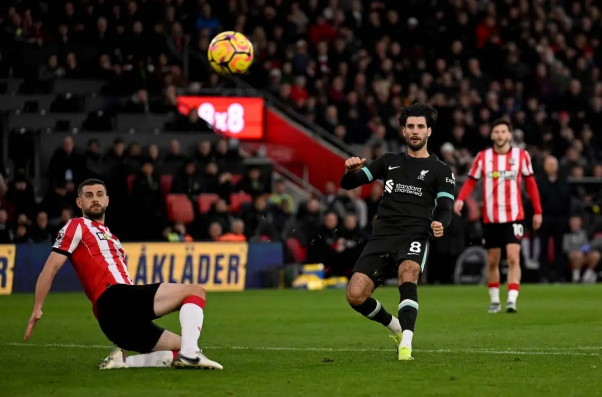 Liverpool star Dominik Szoboszlai scored a stunning opening goal of the game against Southampton. (Photo Credit: Liverpoolfc.com)