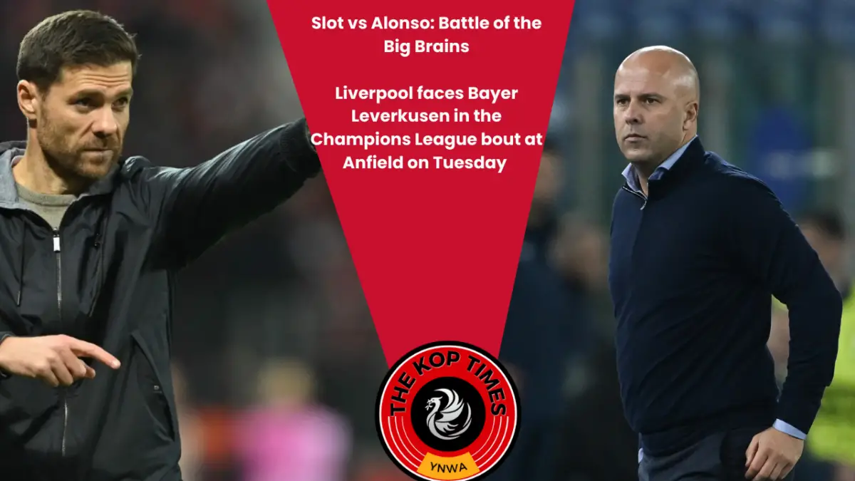 Bayer Leverkusen manager Xabi Alonso takes on Liverpool head coach Arne Slot in the Champions League bout at Anfield.