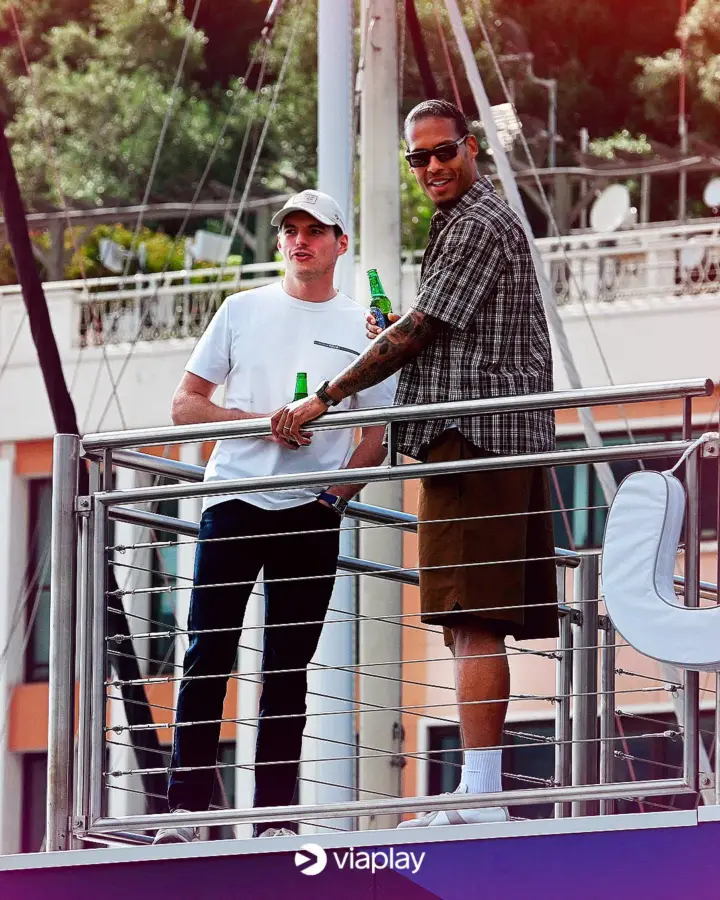 Liverpool captain Virgil van Dijk with four-times Formula one World Champion Max Verstappen.
