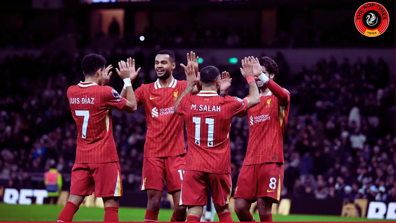 Luis Diaz (L), Cody Gakpo, Mohamed Salah and Dominik Szoboszlai