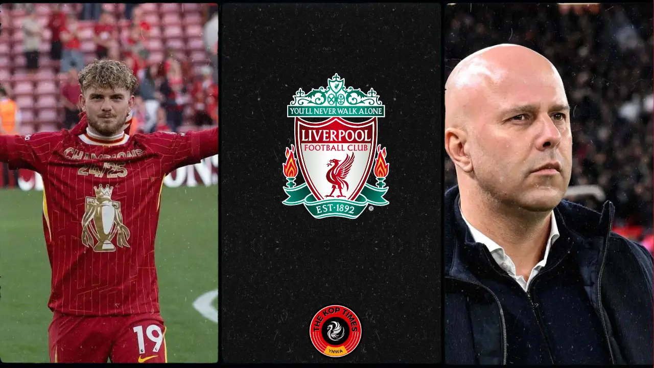 Liverpool star Harvey Elliott and head coach Arne Slot