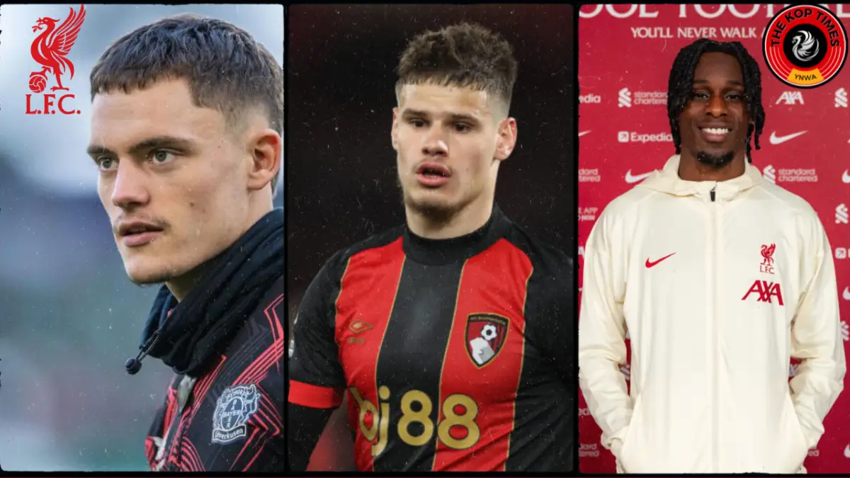 Florian Wirtz, Milos Kerkez and Jeremie Frimpong